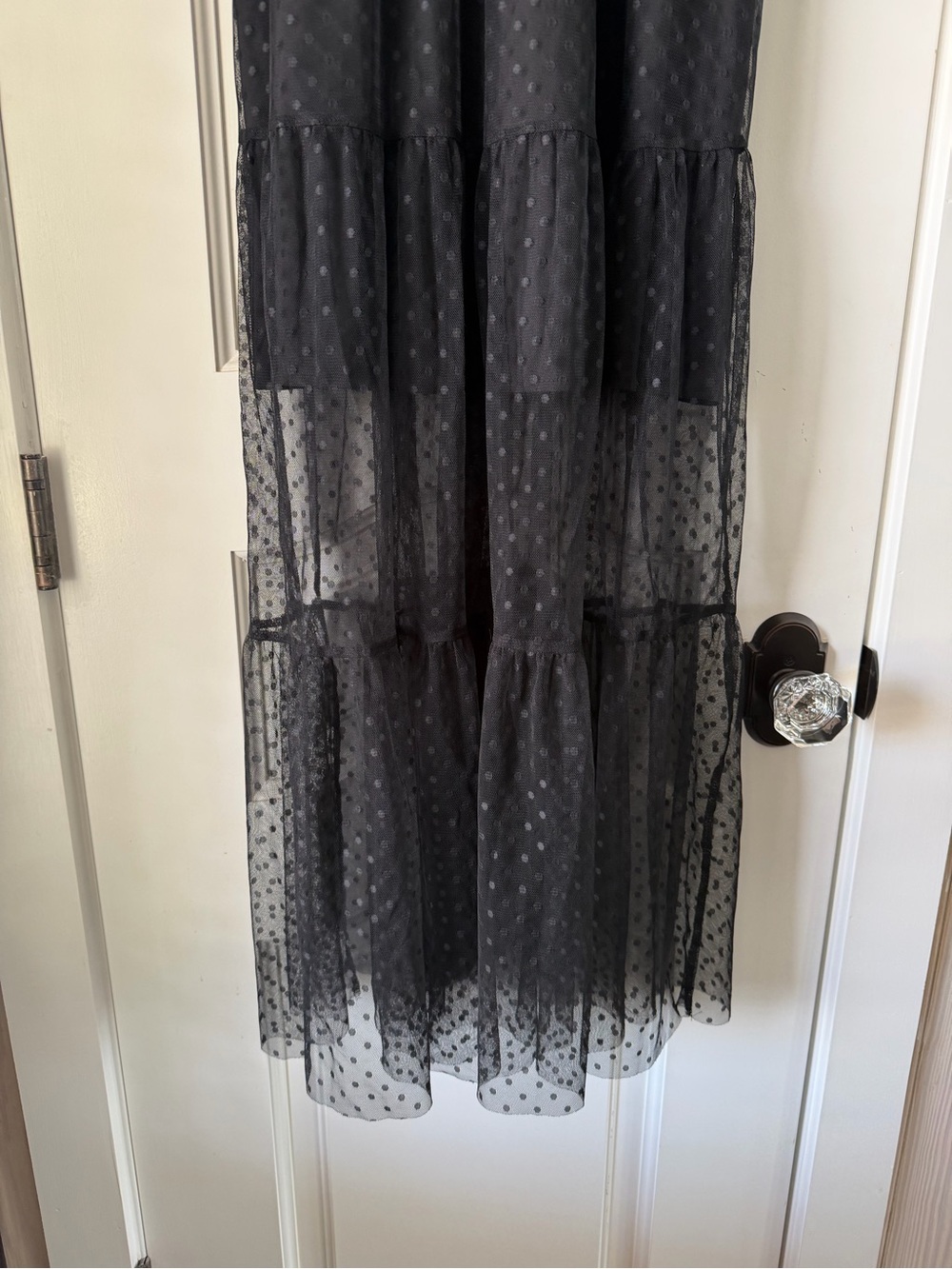 Lulu's Black Sheer Dot Maxi Dress with Tie Straps - Picture 3 of 6